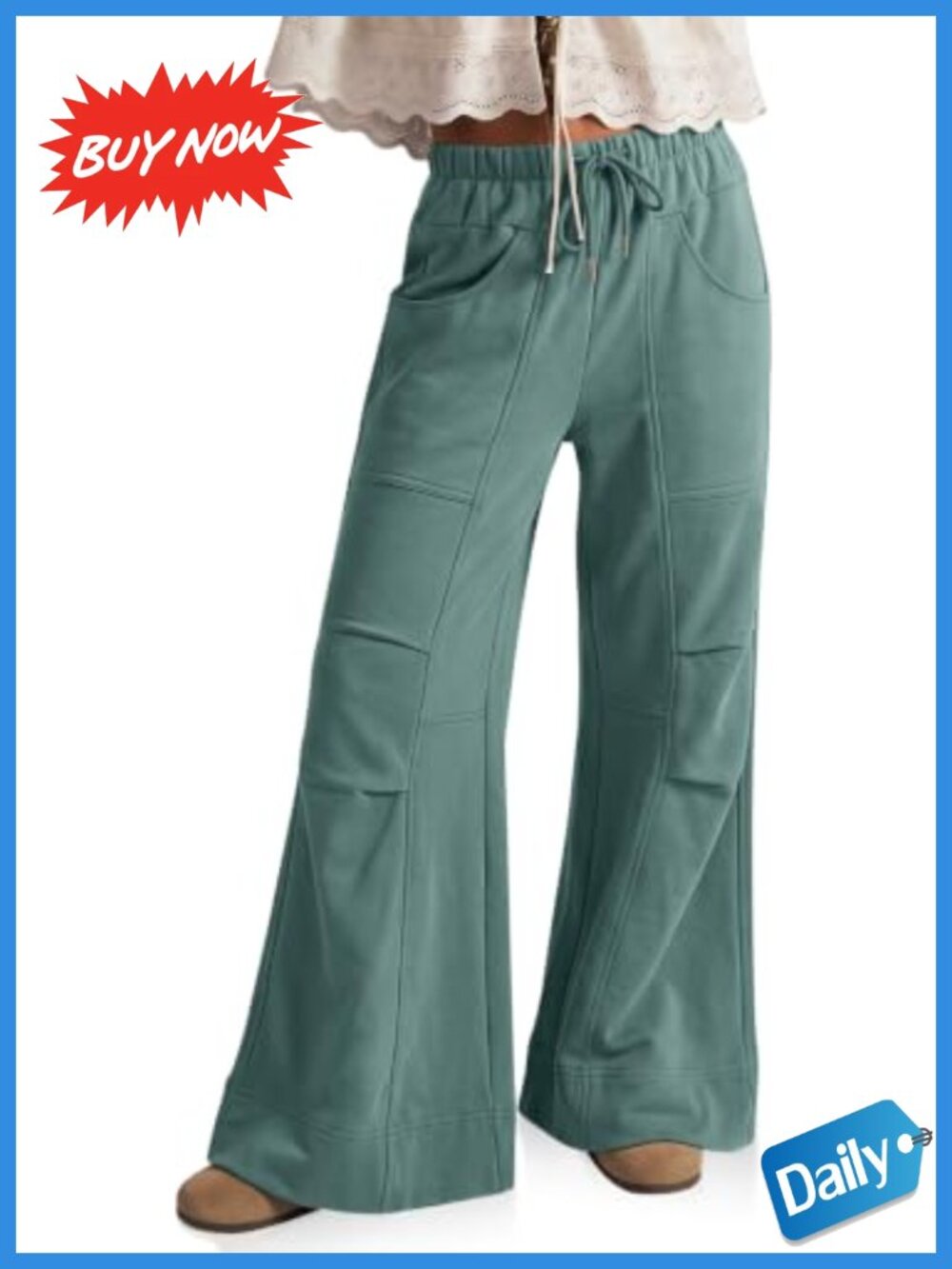 Wide Leg Lounge Pants Flare Elastic Waist Drawstring Sweatpants